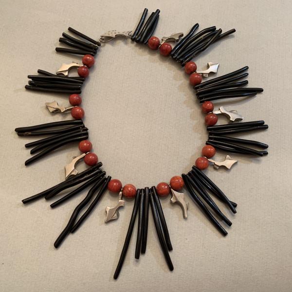 Orange & Black Coral Necklace