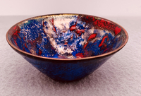 Blue, Red, and Copper Enameled Bowl