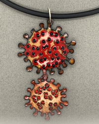Abstract Disc Enamel and  Beaded Double Pendant