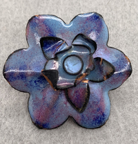 Colorful Purple and Blue Enameled Flower Pin