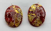 oval red and copper mesh earrings 24 karat gold leaf