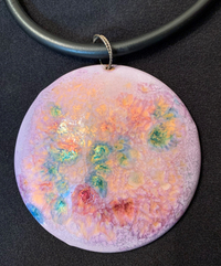 Monet-Inspired Enameled Copper Disc Pendant