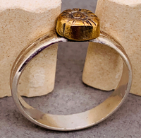 Silver Ring with Handcrafted Gold Button