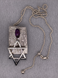 Sterling Silver Star of David Pendant with Purple Sugilite Stone