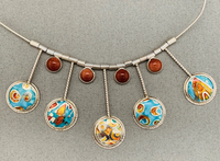 Uniquely Designed Colorful Enameled and Stone Neckpiece