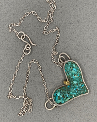 Turquoise and Sterling Silver Heart with a Touch of Gold