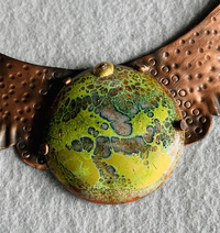 Winged copper and stone necklace