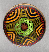 Round Wooden Box with Enameled Lid