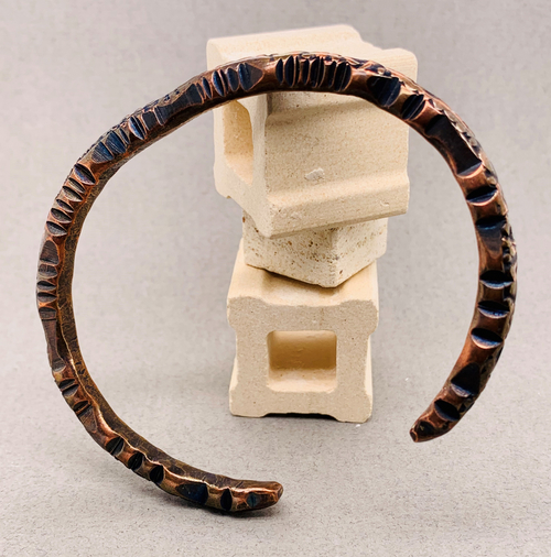 Thin Copper Cuff Bracelet with Design