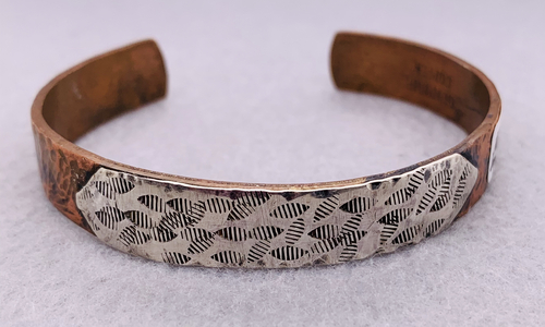 Copper and Silver Narrow Cuff Bracelet