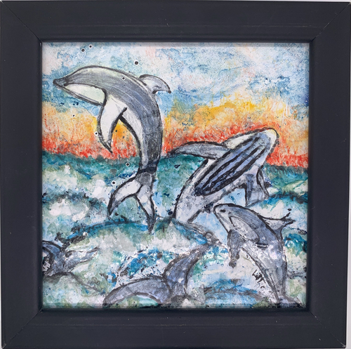 unique enameled dolphin wall art