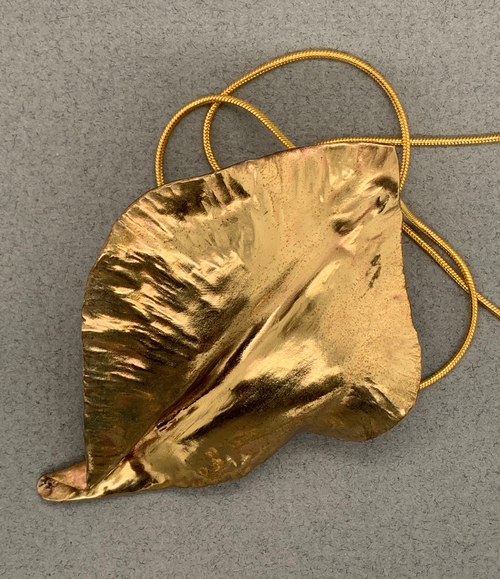 Gold Hammered Leaf Pendant
