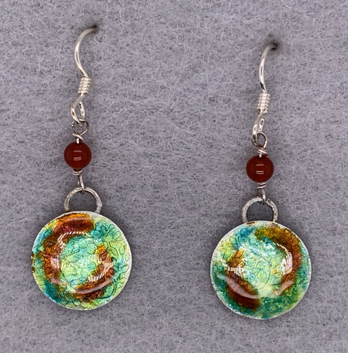 Multi-Colored with Green Enameled Beaded Earrings