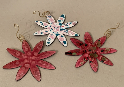 Large Enameled Snowflake Ornaments