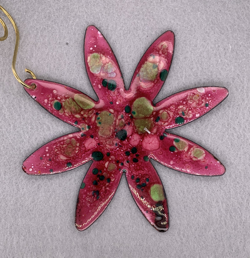 Large Red and Gold Enameled Snowflake Ornament