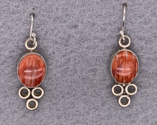 Orange Oyster Shell & Sterling Silver Earrings