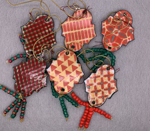 Traditional and Contemporary Enameled Christmas Ornaments with Beaded Tail