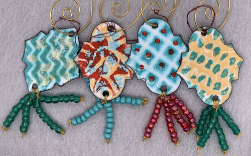 Traditional and Contemporary Enameled Christmas Ornaments with Beaded Tail