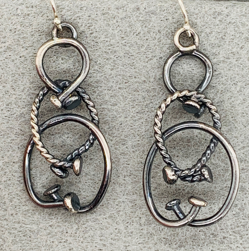 Sterling Silver Twisted Nailhead Earrings