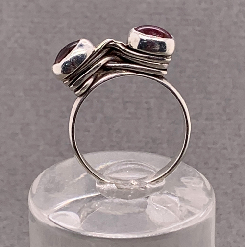 Sterling silver ring with two Tourmaline stones size 8