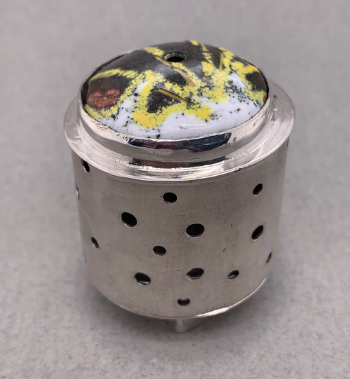 Sterling silver and enameled incense burner