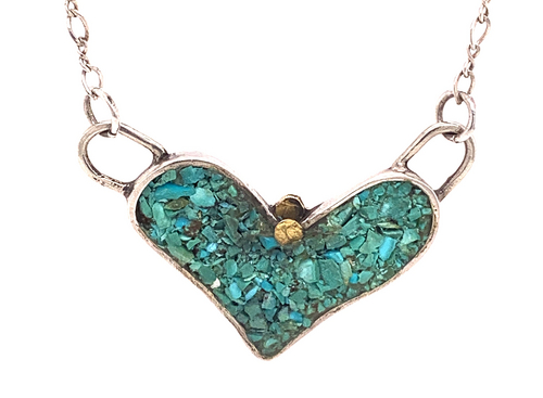 Turquoise and Sterling Silver Heart with a Touch of Gold