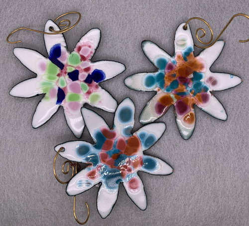 Enameled Small Snowflake Ornaments