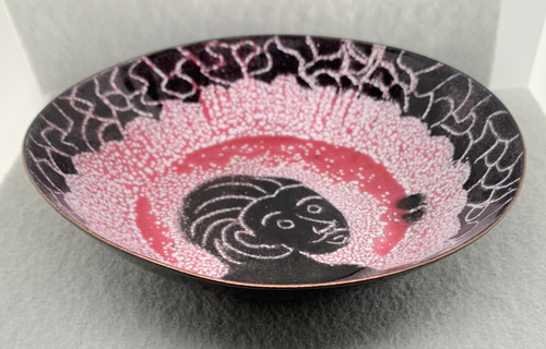 Enameled Woman's Silhouette Low Bowl