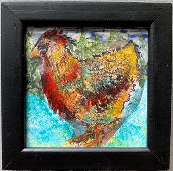 unique enameled rooster bird picture wall art
