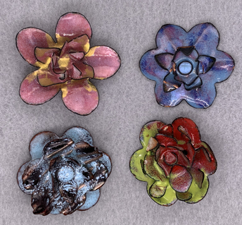 Colorful Enameled Flower Pins