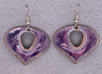Pink & Purple Copper Enameled Dangle Earrings