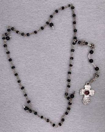 Black and Silver Rosary Prayer Beads