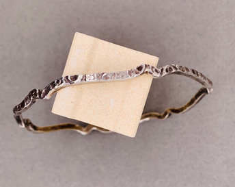 Sterling Silver Zig Zag Bangle Bracelet with Hammered Design