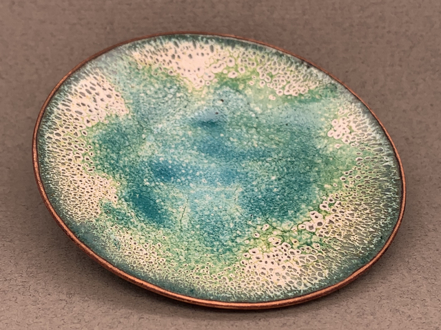 Green, Blue and Gold Enameled Dish