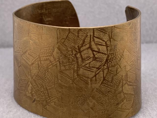 Brass Roller Printed Design Cuff Bracelet
