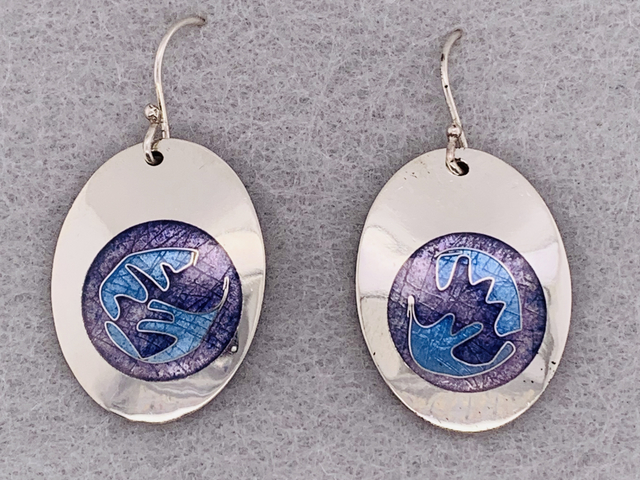 cloisonne enamel on fine silver earrings