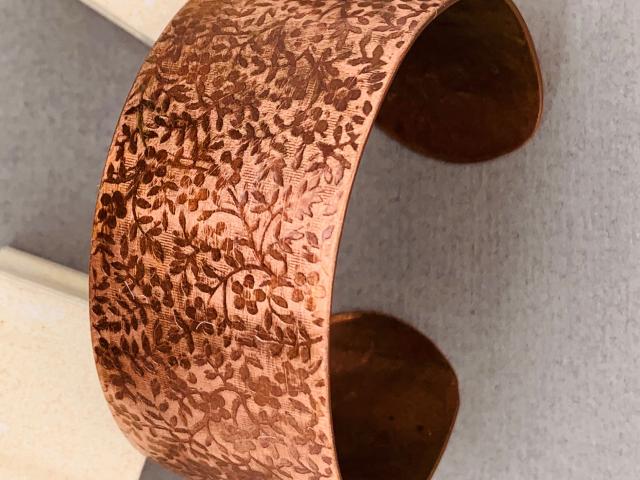 Flower Design Copper Cuff Bracelet