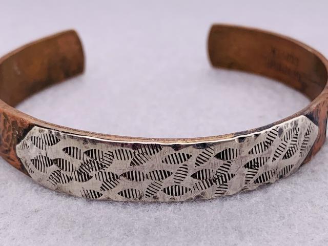 Copper and Silver Narrow Cuff Bracelet