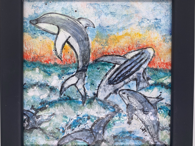 unique enameled dolphin wall art