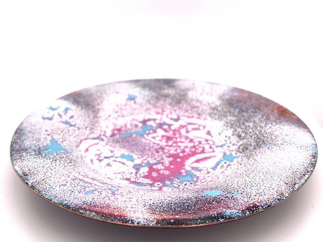 enameled pink bowl or dish