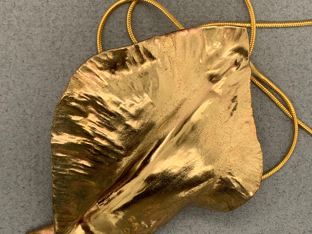 Gold Hammered Leaf Pendant