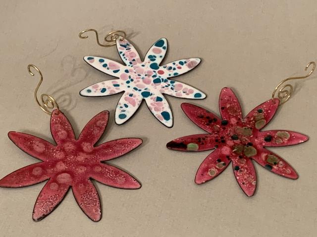 Large Enameled Snowflake Ornaments