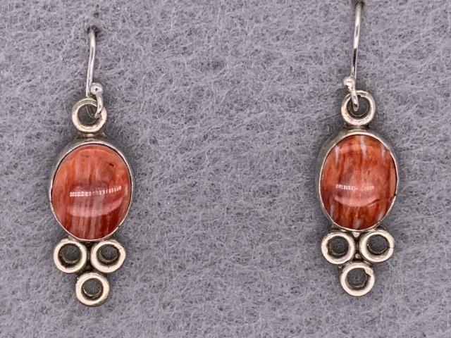 Orange Oyster Shell & Sterling Silver Earrings