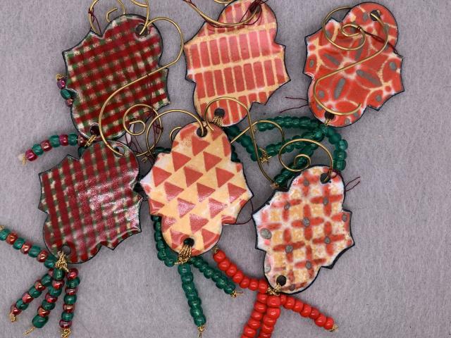 Traditional and Contemporary Enameled Christmas Ornaments with Beaded Tail