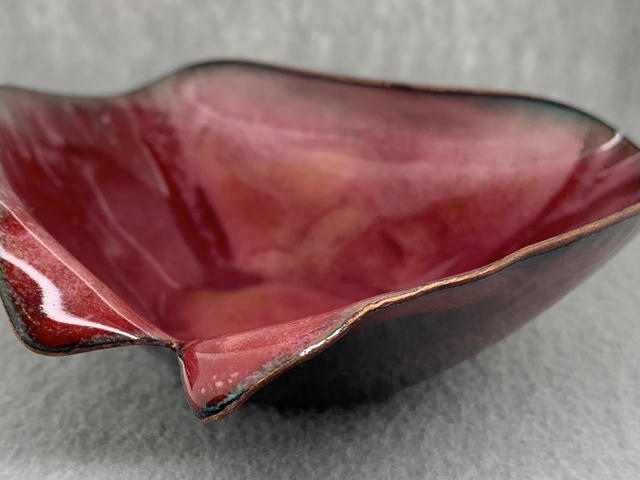1950s Inspired Triangle Red Enameled Bowl
