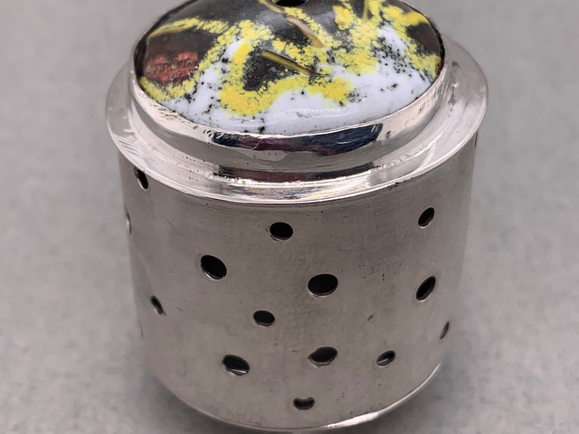 Sterling silver and enameled incense burner