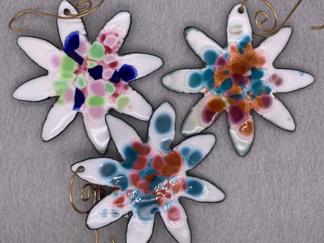 Enameled Small Snowflake Ornaments