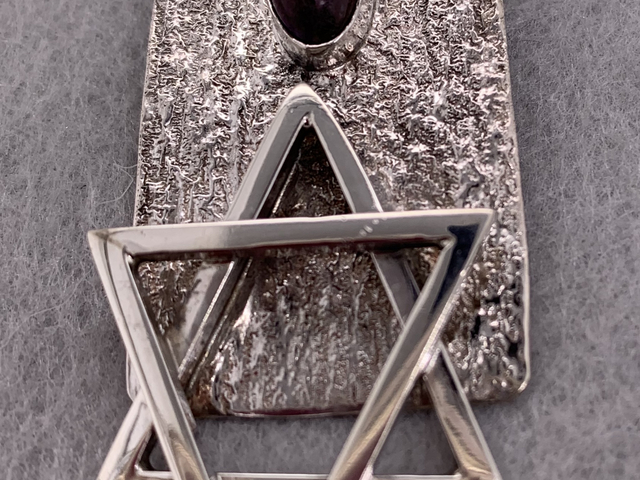 Sterling Silver Star of David Pendant with Purple Sugilite Stone